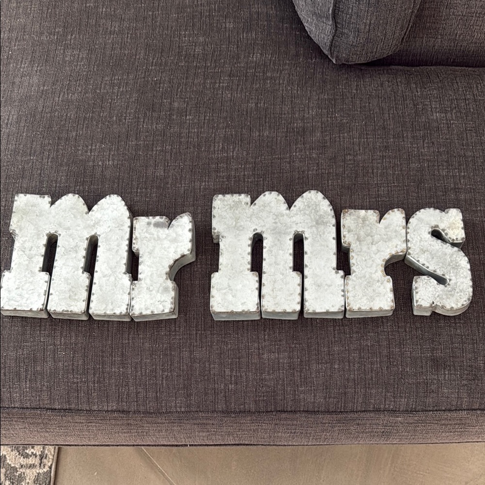 Mr Mrs Rustic Metal word signs